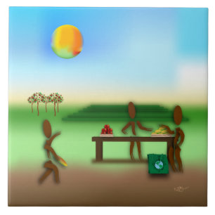 Azulejo De Cerámica Zinglees ~ Mercado de los agricultores