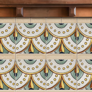 Azulejo de chimenea auténtico pintado a mano Flora