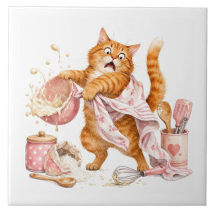 Azulejo de Cocina de Gato Divertido