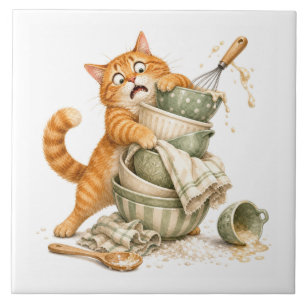 Azulejo de Cocina de Gato Divertido