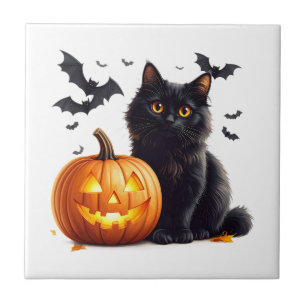 Azulejo de Cocina Gato Negro de Halloween