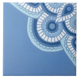 Azulejo de cocina geométrico azul y blanco cerámic