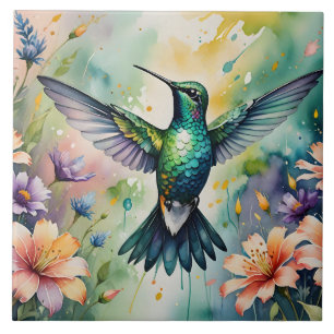 azulejo de colibrí floral