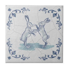 Azulejo de conejos boxeadores de Delft