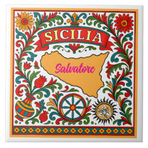 Azulejo de diseño siciliano Sicilia (personalizar