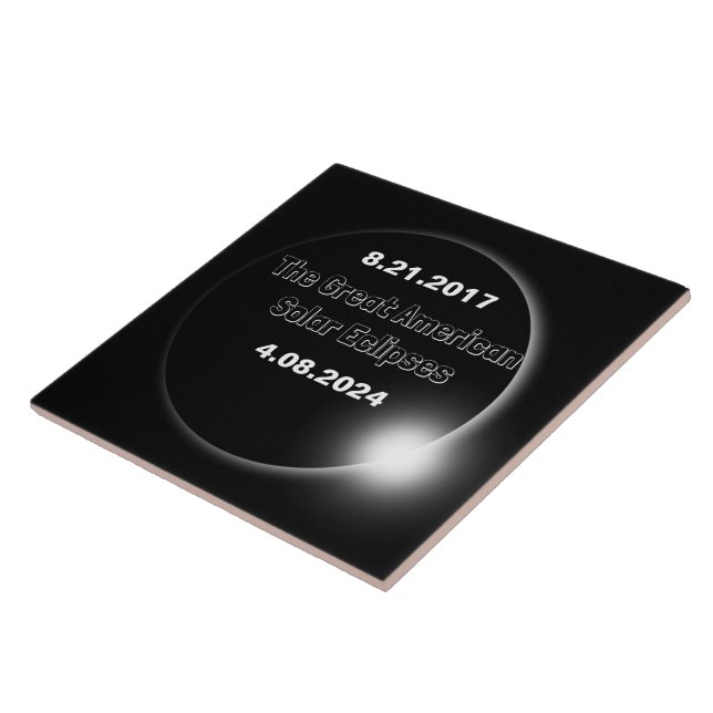 Azulejo de eclipse solar con doble fecha 2024 & 20 (Lado)