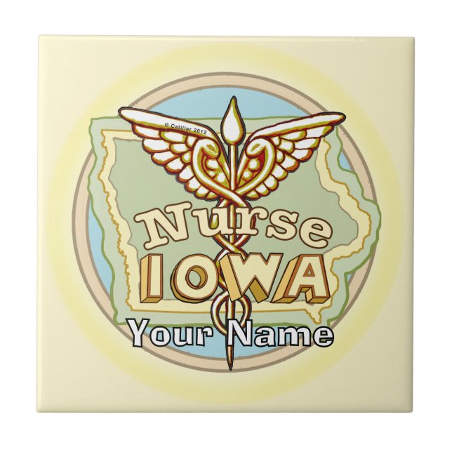 Azulejo de enfermera de Iowa Caduceo (Frente)