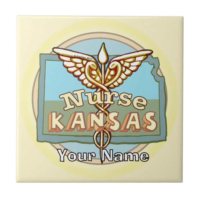 Azulejo de enfermera de Kansas Caduceo (Frente)