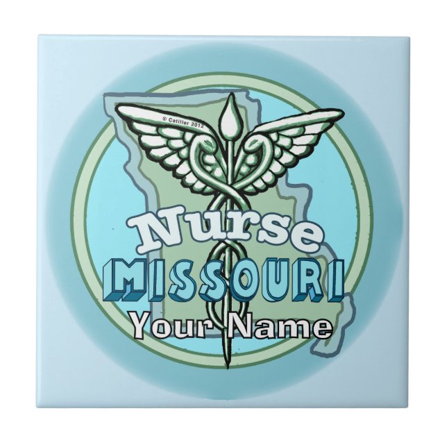 Azulejo de enfermera de Missouri Caduceo (Frente)