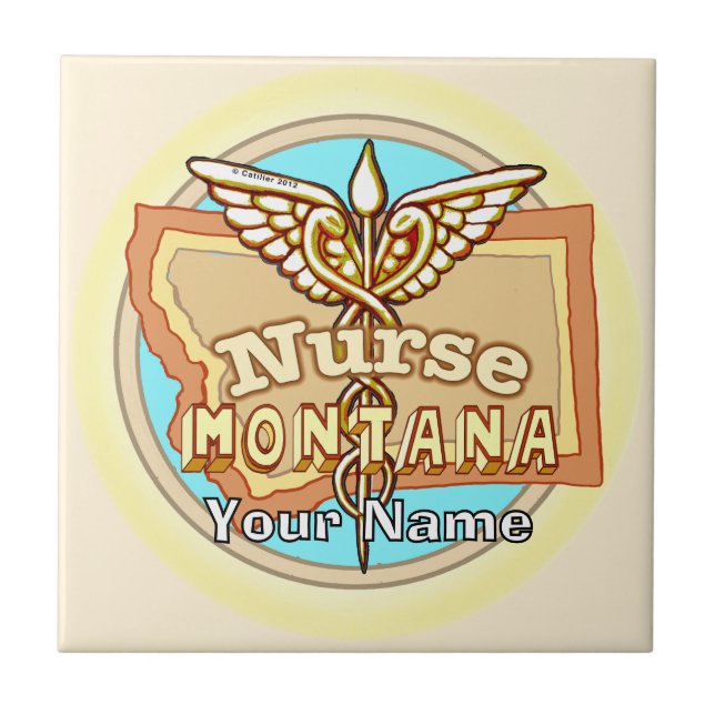 Azulejo de Enfermera de Montana Caduceo (Frente)