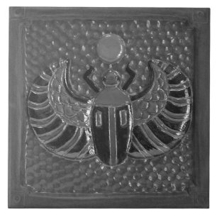Azulejo de Escarabajo Alado Egipcio Plateado