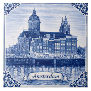 azulejo de estilo azul Delft de Amsterdam