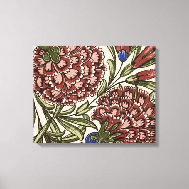 Azulejo de Flor de Clavel Antiguo Rústico Arte De  (Anverso)