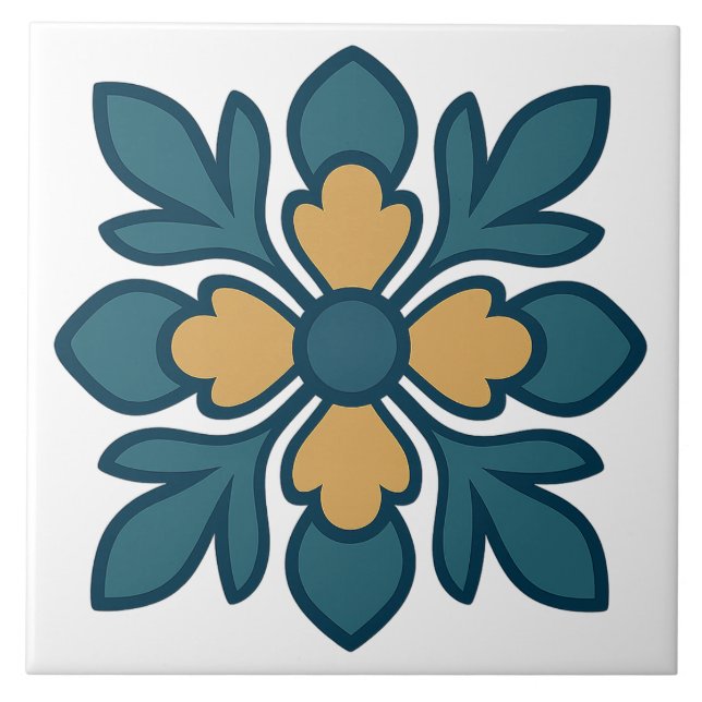 Azulejo de Flor de Laurel Mediterráneo (Frente)