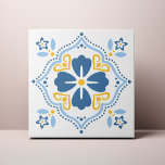Azulejo de flor folclórica azul<br><div class="desc">Decorar la oficina con este diseño de Flor Folclórica Azul. Puede personalizar más adelante haciendo clic en el botón "PERSONALIZAR". Cambie el color de fondo si lo desea. Si desea más información, póngase en contacto con nosotros en ThePaperieGarden@gmail.com.</div>
