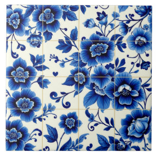 azulejo de flores azules atemporales