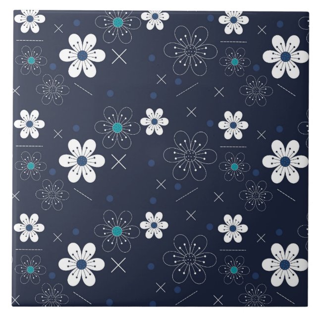 azulejo de flores de invierno de medianoche (Frente)