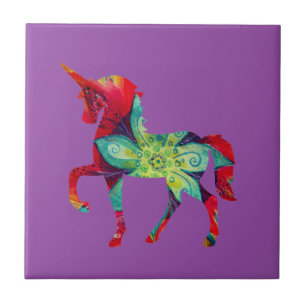 Azulejo de foto de cerámica de unicornio