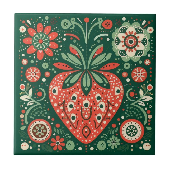 Azulejo de fresa vintage (Frente)
