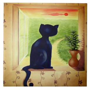 azulejo de gato negro