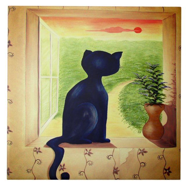 azulejo de gato negro (Frente)