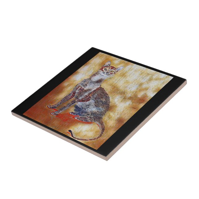 Azulejo 🐈 de gato sentado (Lado)