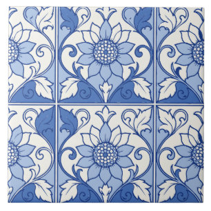 Azulejo de girasol azul portugués