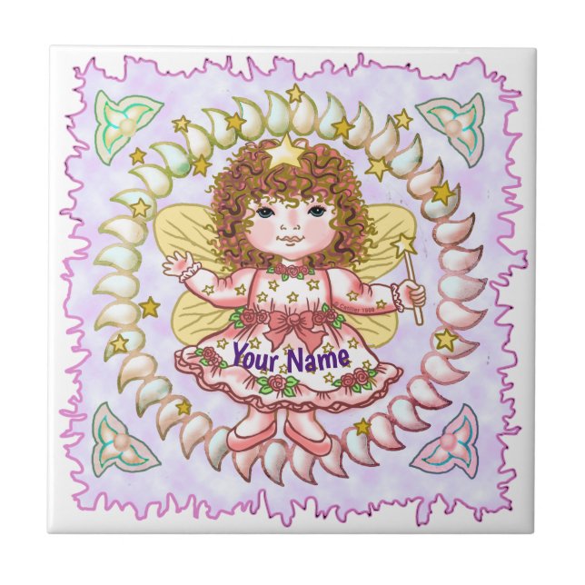 Azulejo de Hada de la Muchacha de Rosa  (Frente)