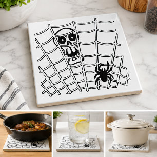 Azulejo de Halloween de Araña en Telaraña con Cala