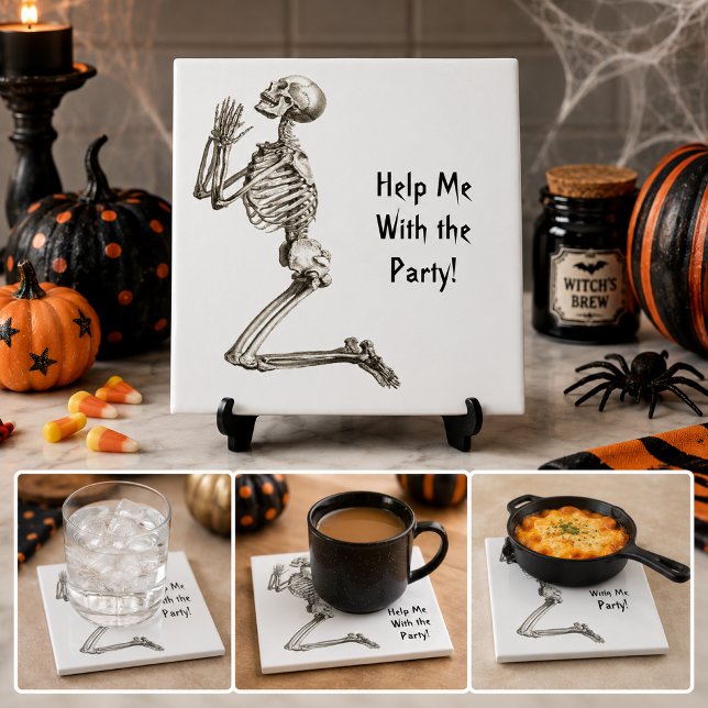 Azulejo de Halloween de esqueleto rezando (Skeleton Praying Halloween Tile)