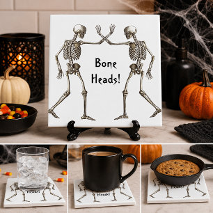 Azulejo de Halloween Esqueleto Cabezas de Hueso