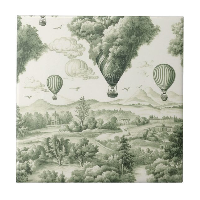 Azulejo de inodoro de globo aerostático del campo  (Frente)