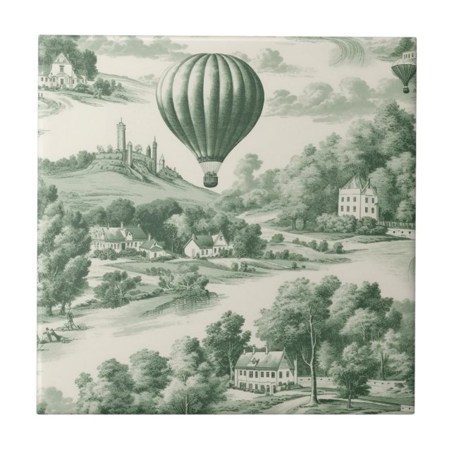 Azulejo de inodoro de globo aerostático del campo  (Frente)
