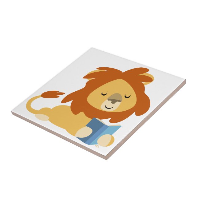 Azulejo de León de Dibujos Animados de Lectura Lin (Lado)