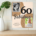 Azulejo De Madera 60 y Fabulous Gold Purpurina 2 Photo 60th Birthday<br><div class="desc">60 y Fabulous Gold Purpurina 2 Photo 60th Birthday Photo Tiles. Diseño purpurina de oro falso. Añade tus fotos - puedes usar una foto antigua y una nueva. Añade tu nombre y edad.</div>