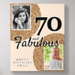 Azulejo De Madera 70 y Fabulous Gold Purpurina 2 Photo 70th Birthday<br><div class="desc">70 y Fabulous Gold Purpurina 2 Photo 70th Birthday Photo Tiles. Diseño purpurina de oro falso. Añade tus fotos - puedes usar una foto antigua y una nueva. Añade tu nombre y edad.</div>