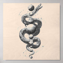 Diseño de tinta negra de serpiente celestial orbit