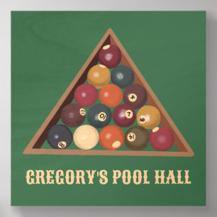 Azulejo De Madera Vintage Billiard Balls Personalizado Mesa de billa
