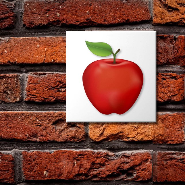Azulejo de Manzana Roja Delicious (Red Delicious Apple Ceramic Tile for your home. An original drawing from my garden.)
