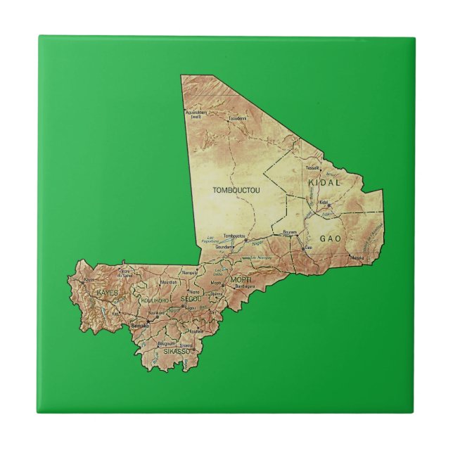 Azulejo de Mapa de Malí (Frente)