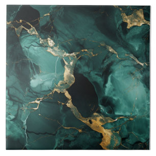 Azulejo de Mar Profundo con Venas Doradas