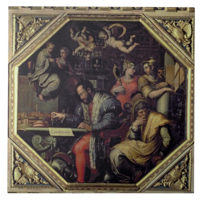 Azulejo De Medici (1519-74) de Cosimo I que planea los (Frente)