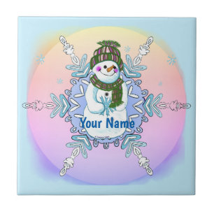 Azulejo de muñeco de nieve copo de nieve abuela