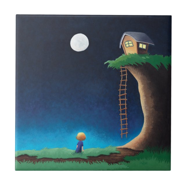 Azulejo de noche de luna llena (Frente)