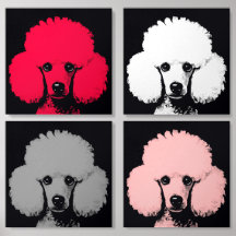 Diversión y coloridos poodles de arte pop