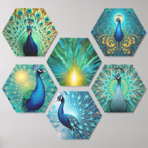 Pavos Reales de Navidad en Flor – Baldosa de Pared