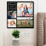 Azulejo De Núcleo De Espuma Personalizado 4 Collage de fotos Espuma y palo<br><div class="desc">Collage fotográfico personalizado de espuma texturada con una placa fotográfica de palo y cáscara. Cuenta con 4 fotos de familia, mascotas, recuerdos, eventos, tu fotografía, etc. y además personalizado con un simple mensaje, nombre familiar y año puesto contra un fondo negro. Los colores del fondo y del texto se pueden...</div>