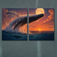 Poster del atardecer de la luna de ballena