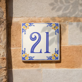Azulejo de número de casa de cerámica de limón ita
