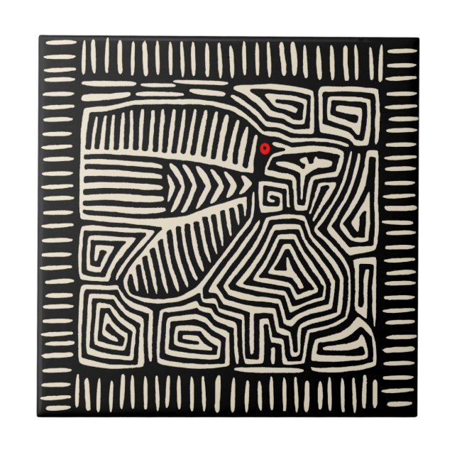 Azulejo de pájaro negro indio Kuna (Frente)